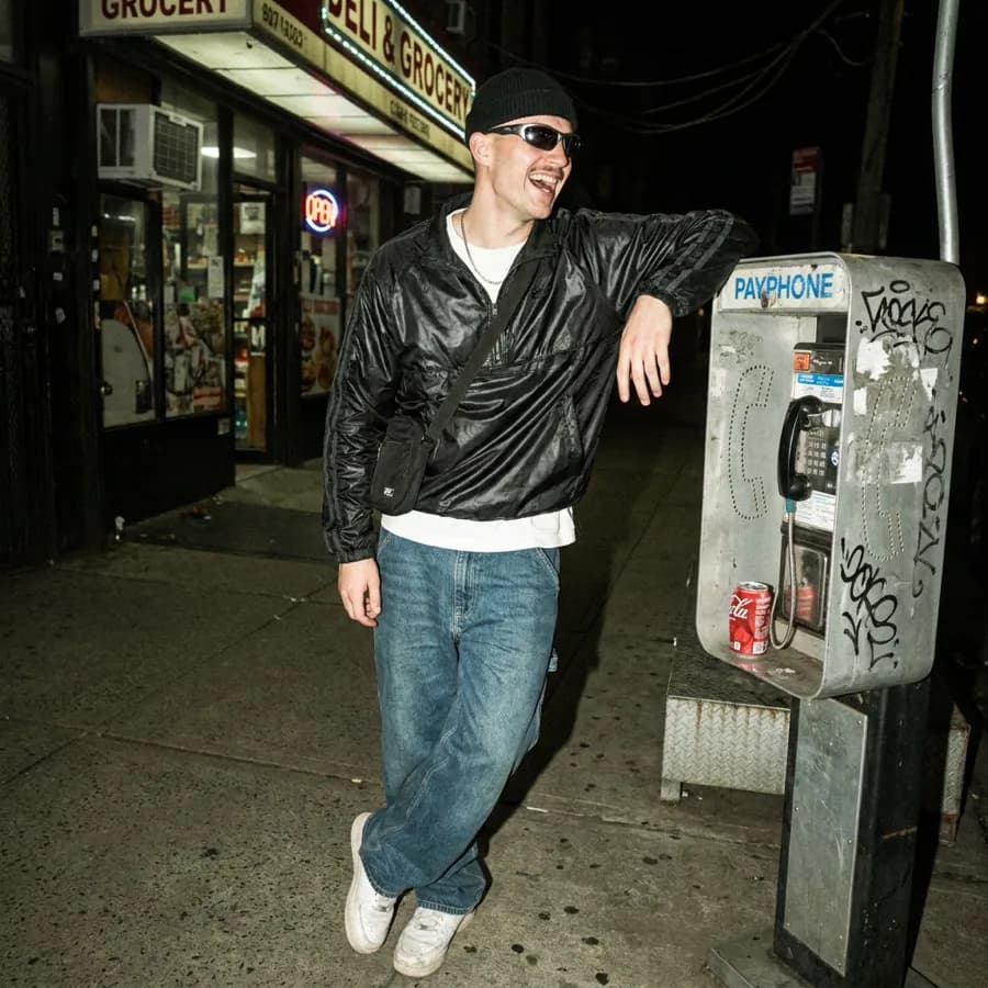 Leather blouson, sodium night