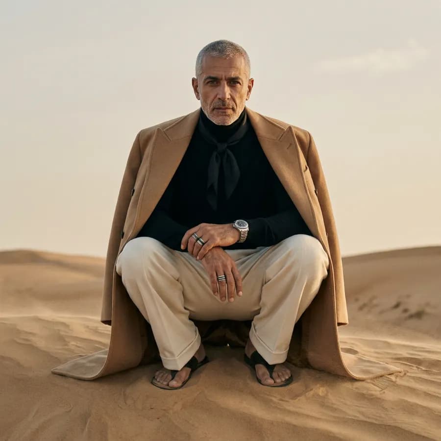 Wrap coat, camel wool
